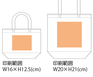 レギュラーキャンバス トートバッグ　ナチュラル　印刷範囲