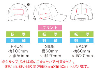 コットンキャップ 印刷範囲