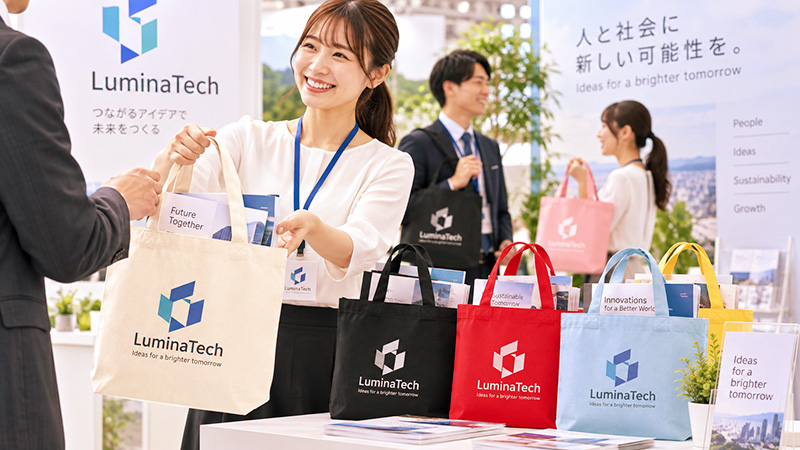 企業ノベルティや説明会などの資料入れにキャンバス トートバッグは最適です