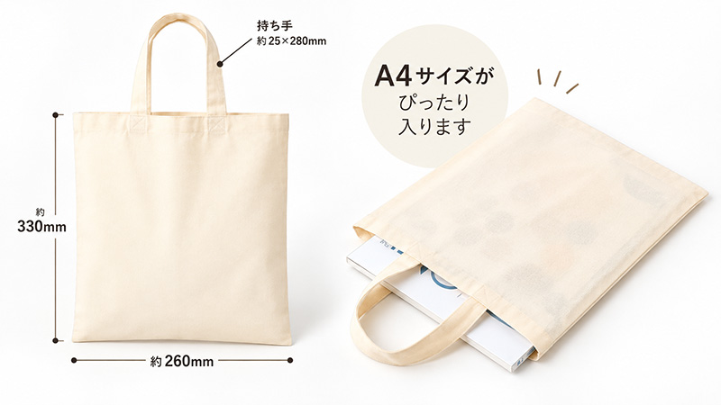 A4サイズで薄手のA4コットンバッグ