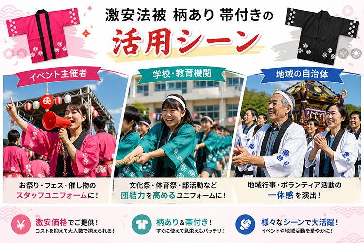 激安法被 柄あり 帯付きの活用シーン