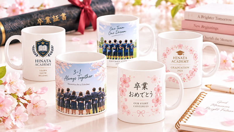 入学や卒業記念に大人気なオリジナル陶器マグストレート(M)ホワイト TS-1884